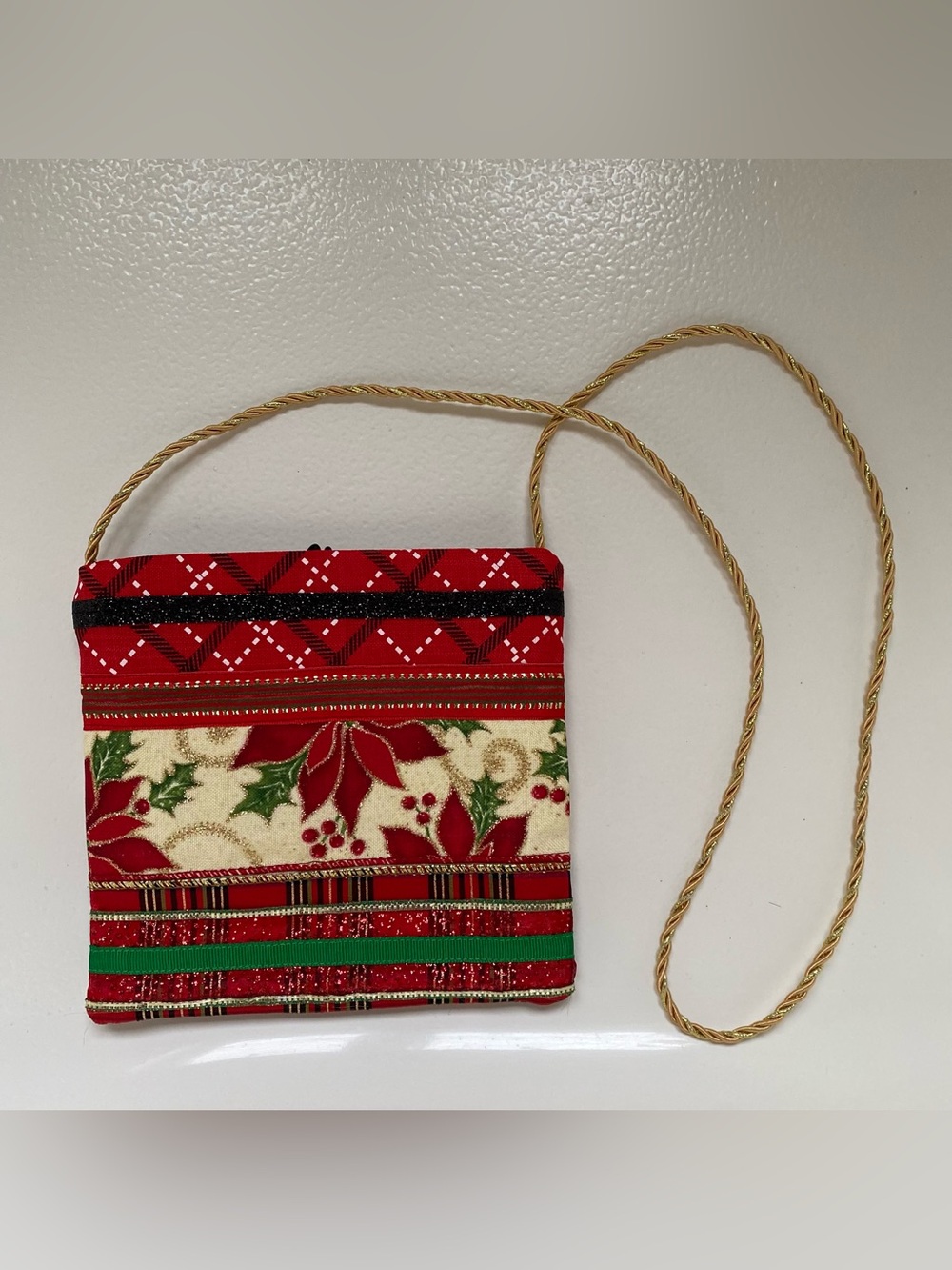 Small Holiday Red & Green Crossbody Bag, Never Used